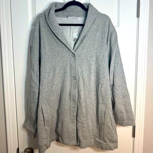 NWOT. Denim & Co. women's 3X gray long sleeve button v-neck sweater cardigan